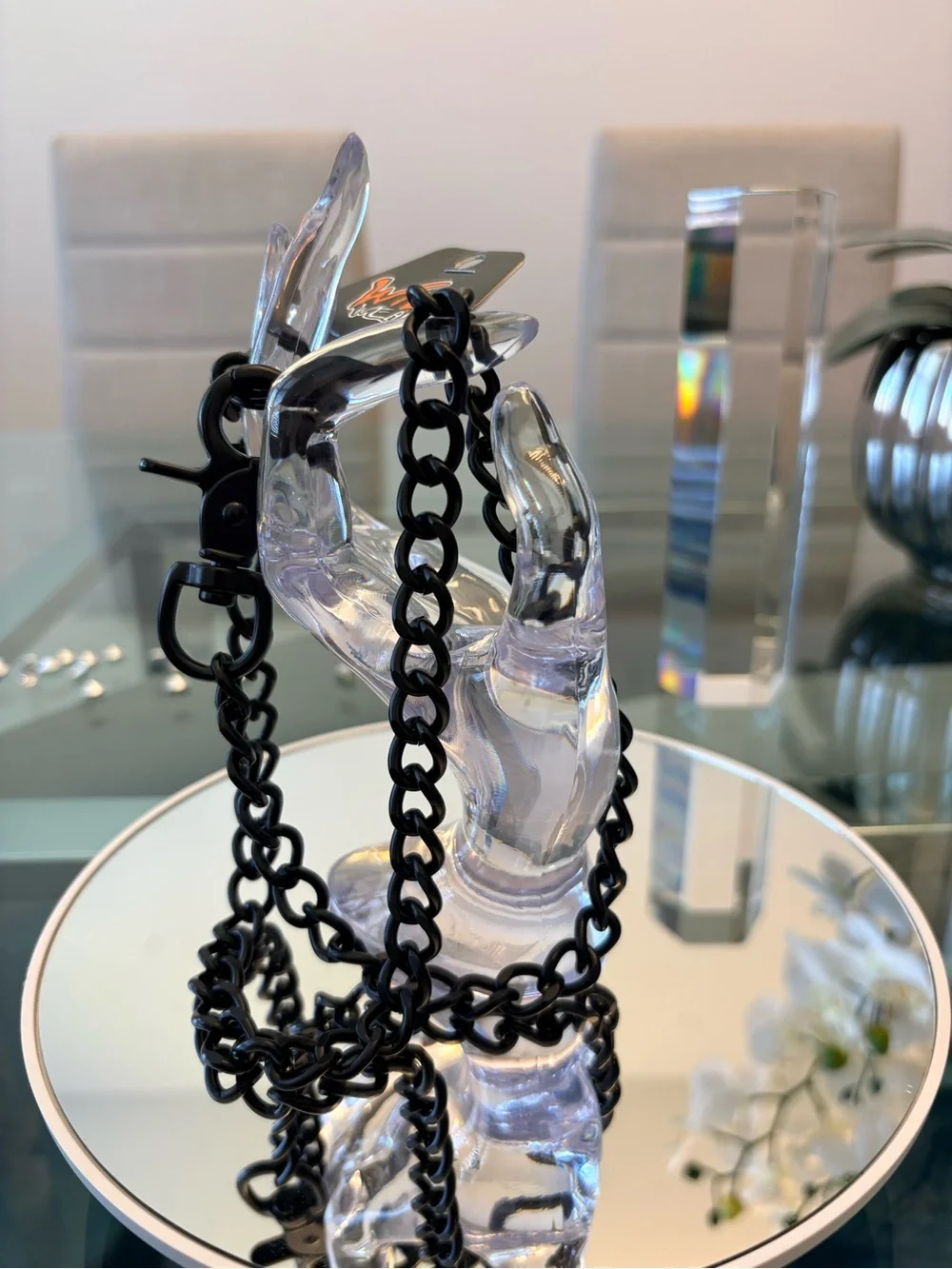 Men's Black Chain Wallet Strap with Lobster Clip